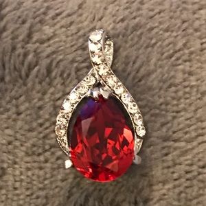 Ruby red Swarovski and cubic zirconia pendant